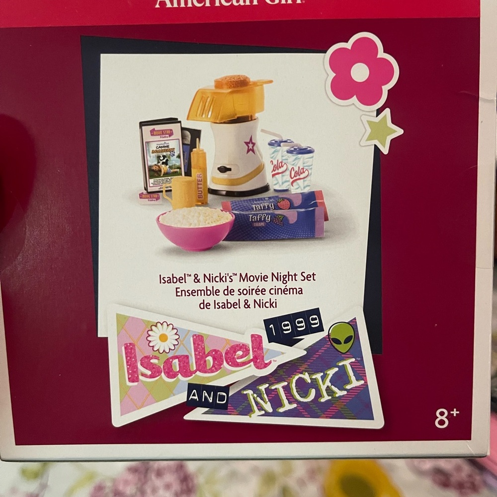 American Girl Isabel & Nicki Popcorn Set with Yellow and Pink Accents